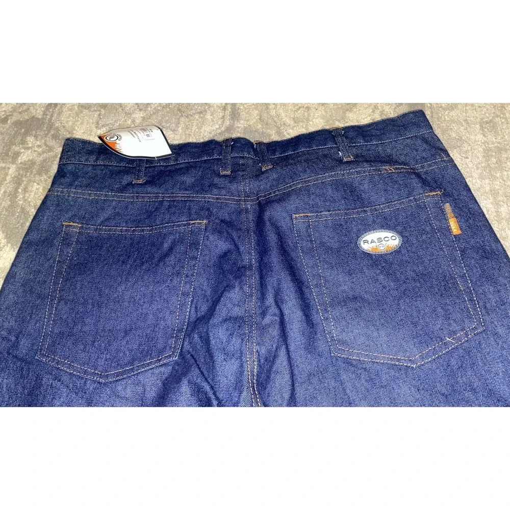 New Rasco Mens FR Work Jeans‎ Blue Flame Resistant Dark Pockets Denim 38 X 34